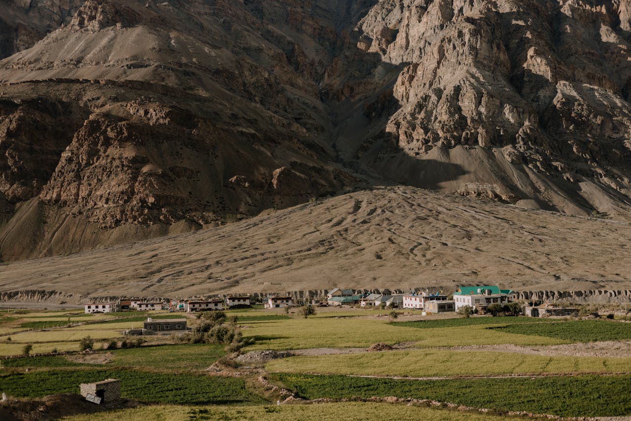 Services A breathtaking view of Marango Rangarik village nestled in Spiti Valley, Himachal Pradesh, India.